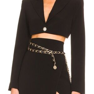 REVOLVE Elegant Black and Gold Chain Belt